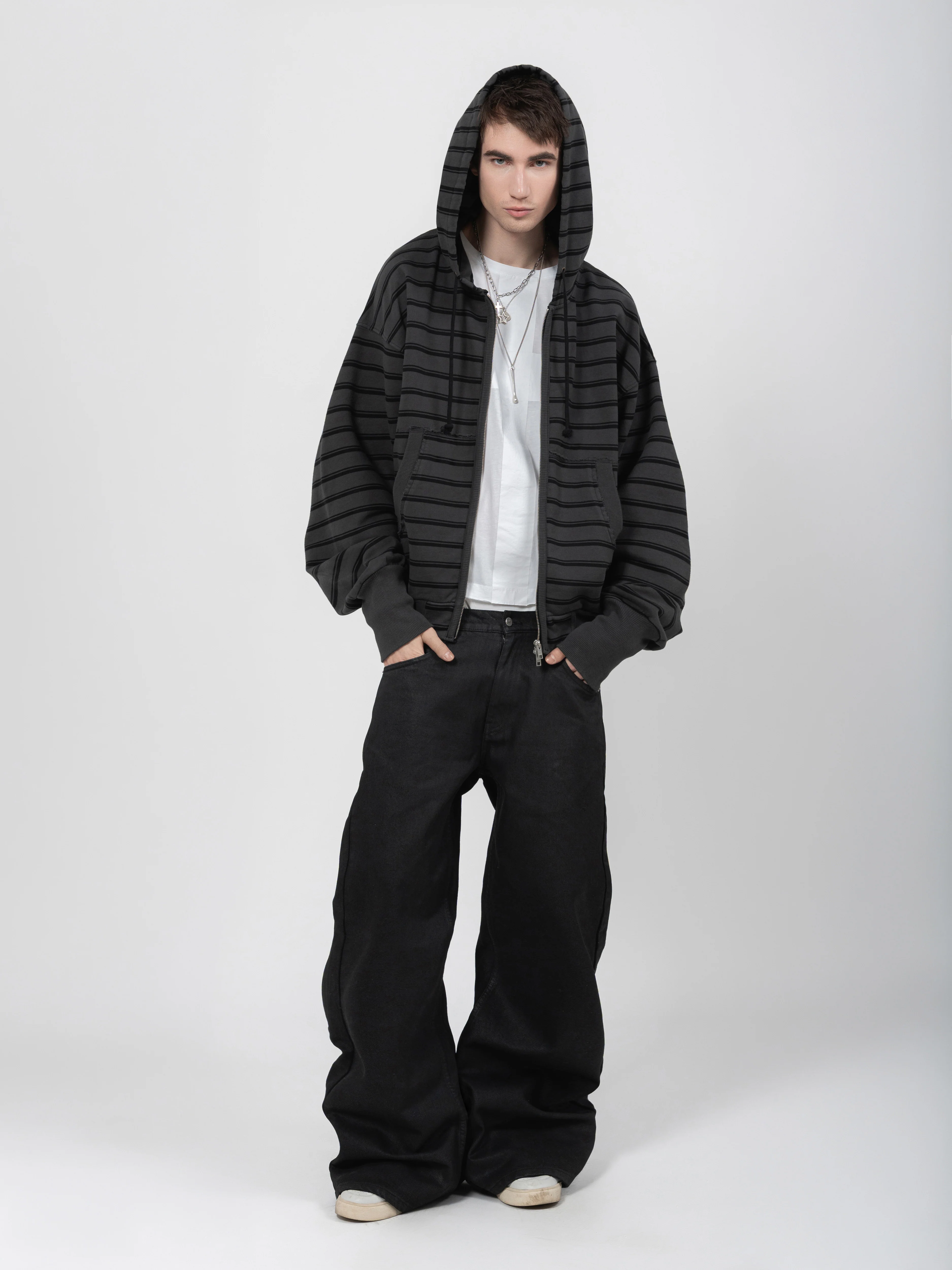 2010 ZIP HOODIE - BLACK STRIPED - Image 3