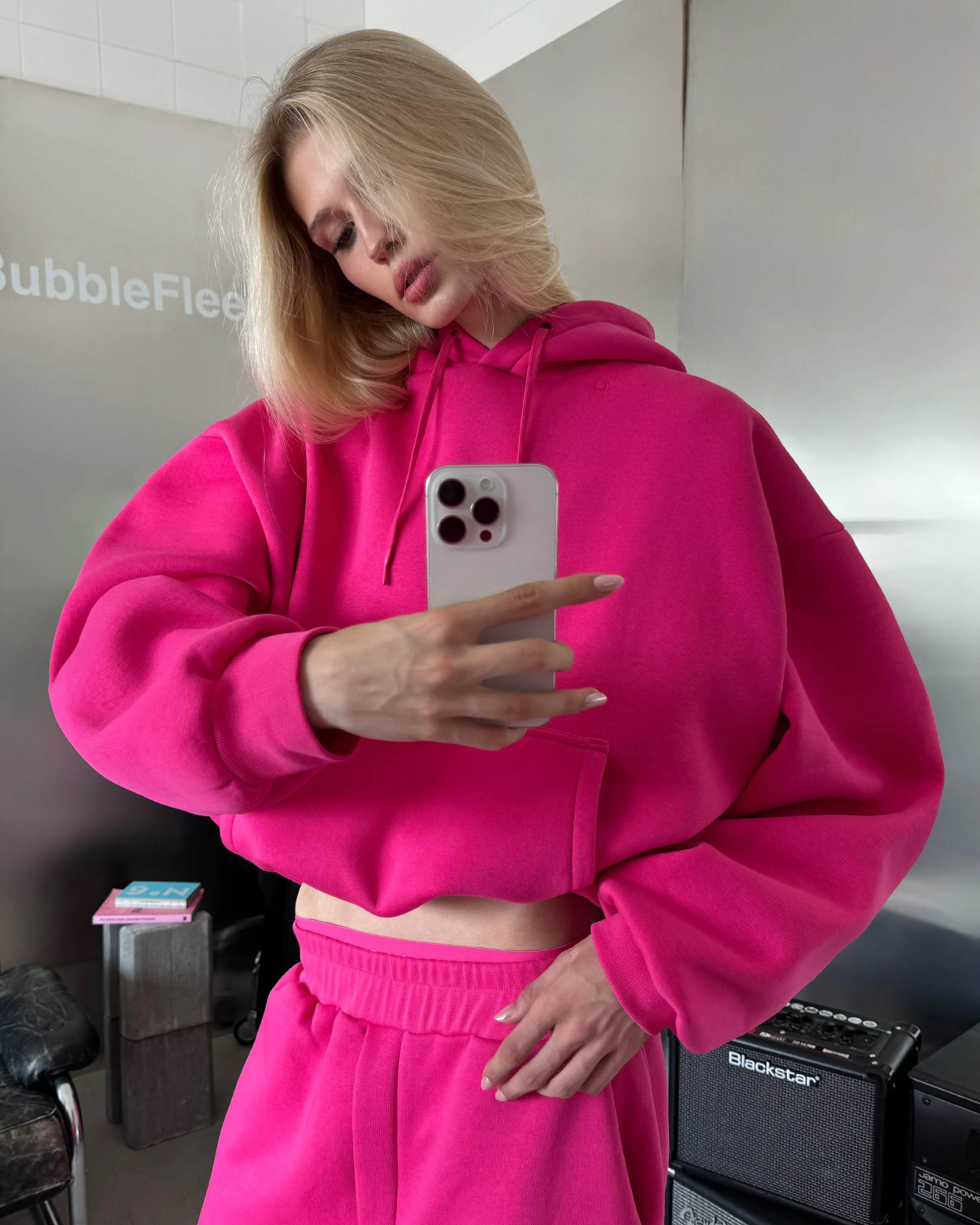 BUBBLE SWEATPANTS - HOT PINK - Image 7