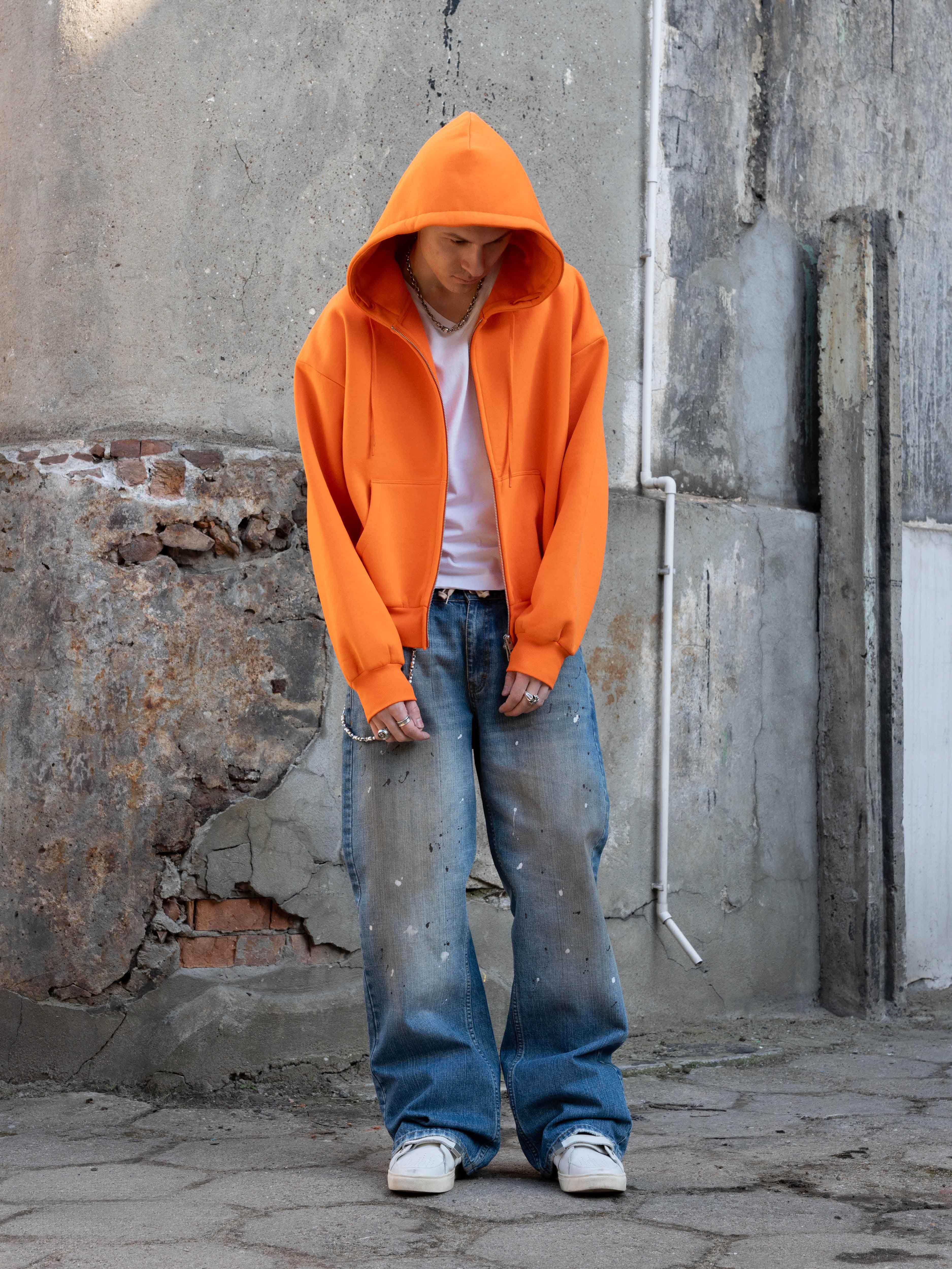 BUBBLE ZIP HOODIE - ORANGE - Image 3