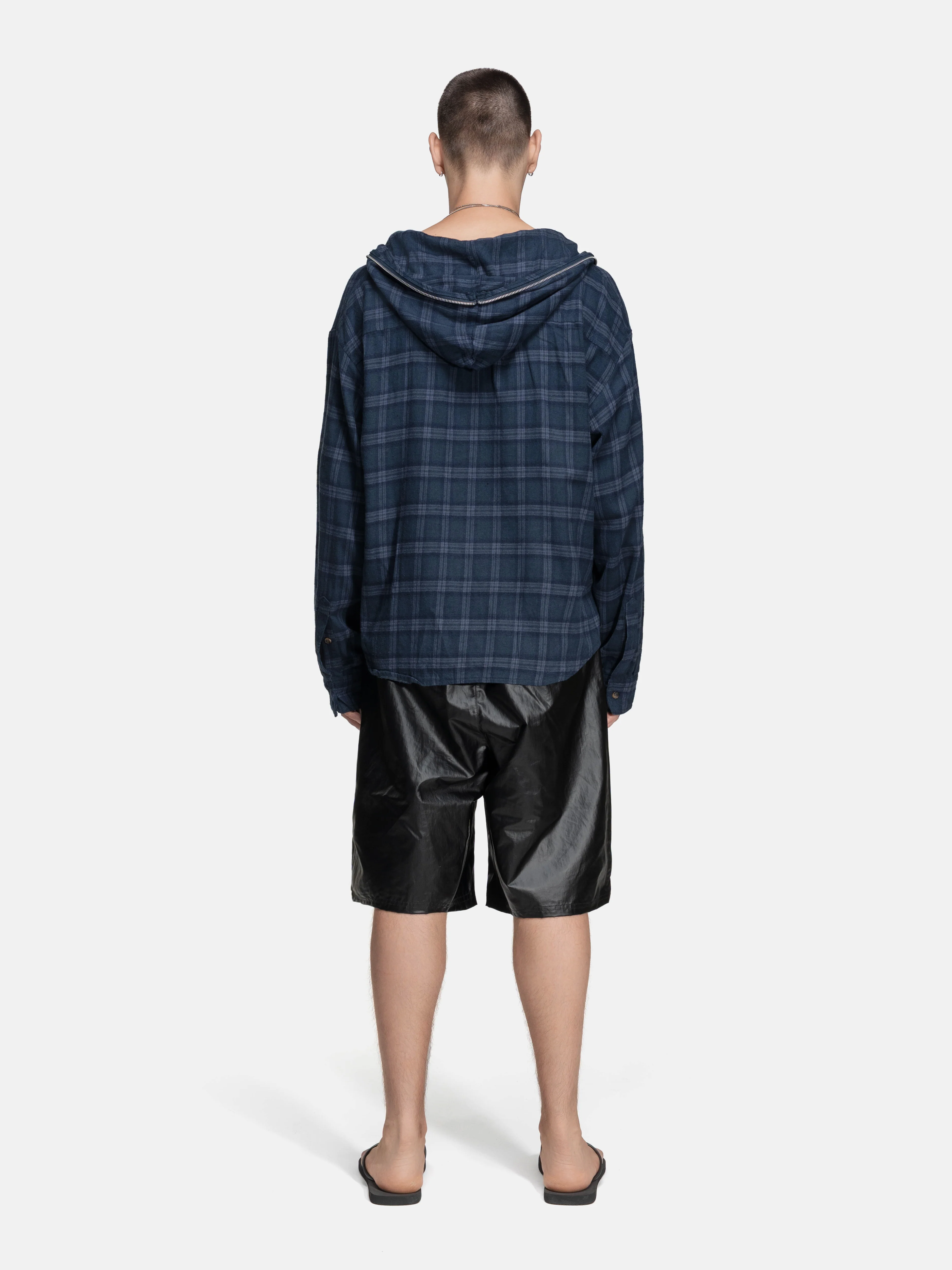 FLANNEL HOODIE - NAVY - Image 4