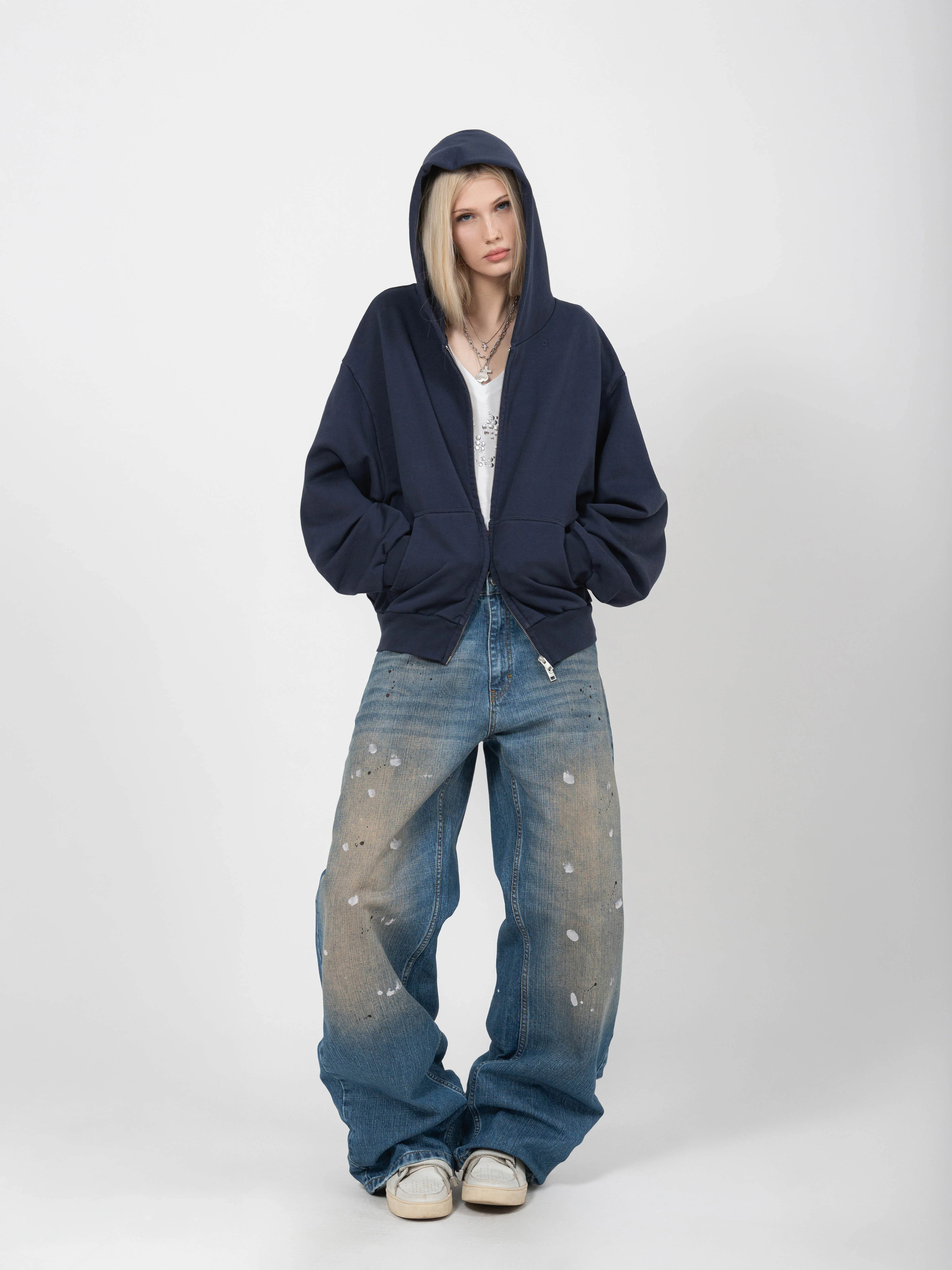 BLANC ZIP HOODIE - RICH NAVY - Image 2