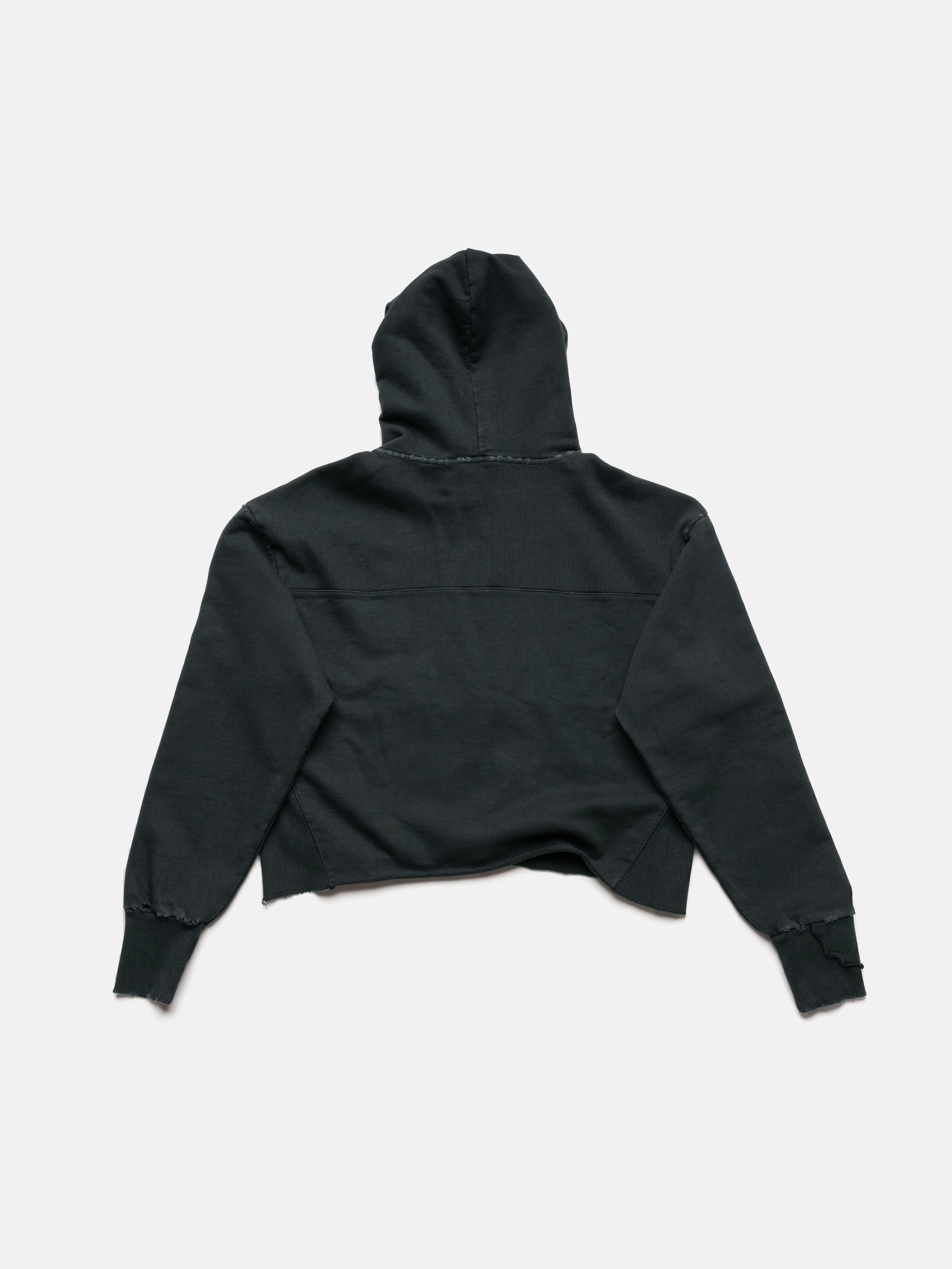 PANEL HOODIE - GARMENT DYED BLACK - Image 7