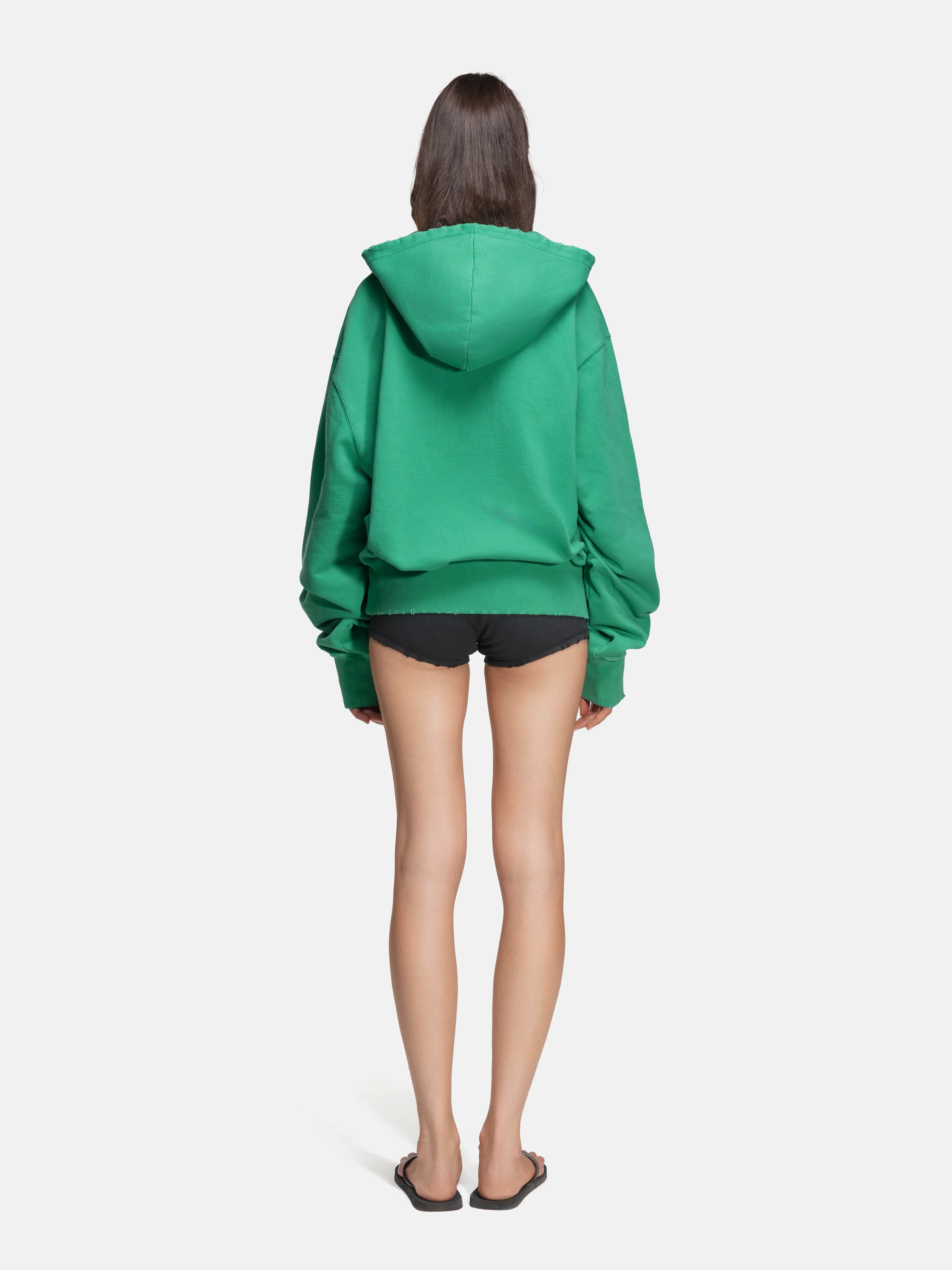 RIPPED COLLAR HOODIE - GREEN KEEP CALM - Image 7