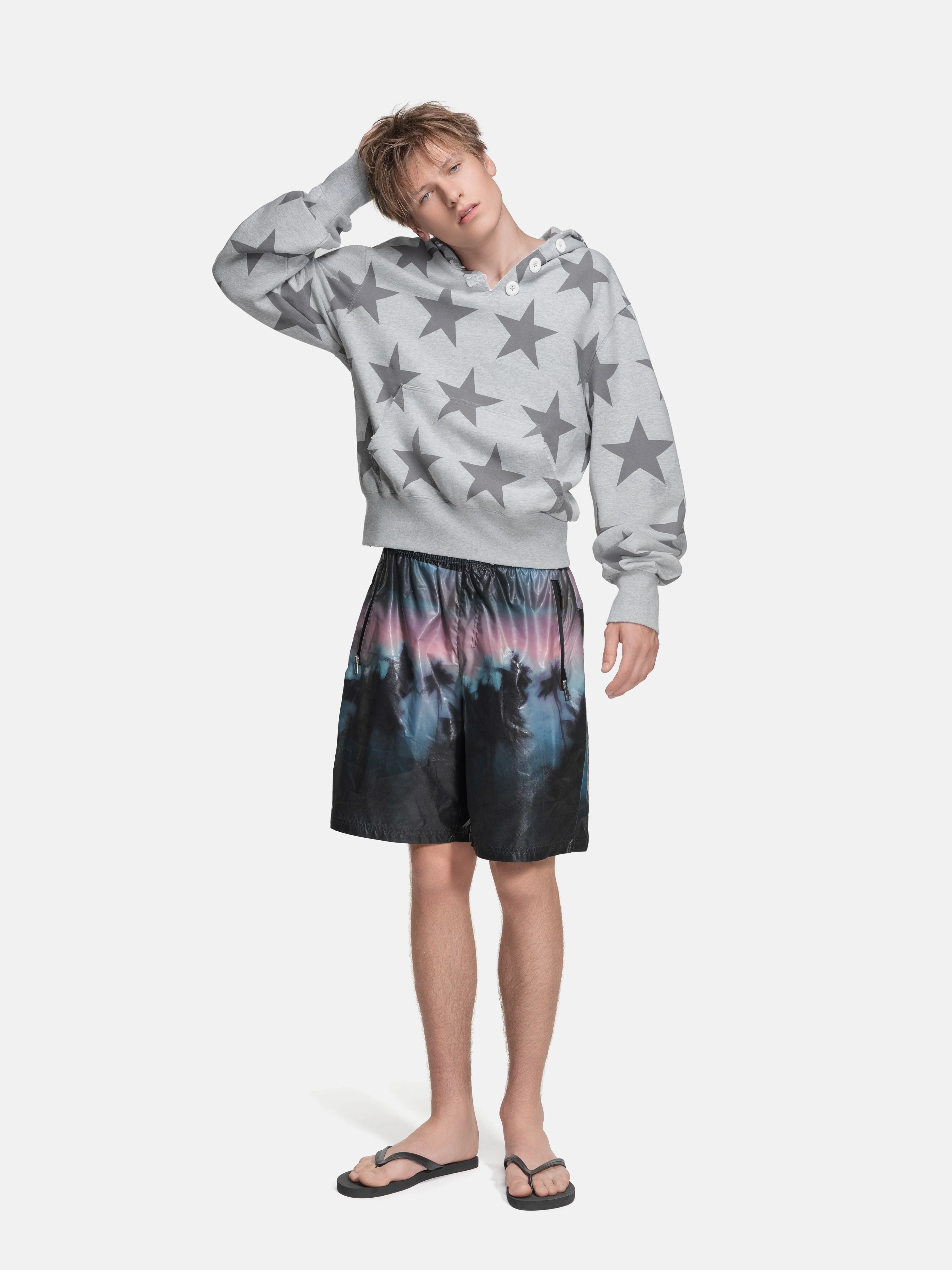 RIPPED COLLAR HOODIE - STARS - Image 2