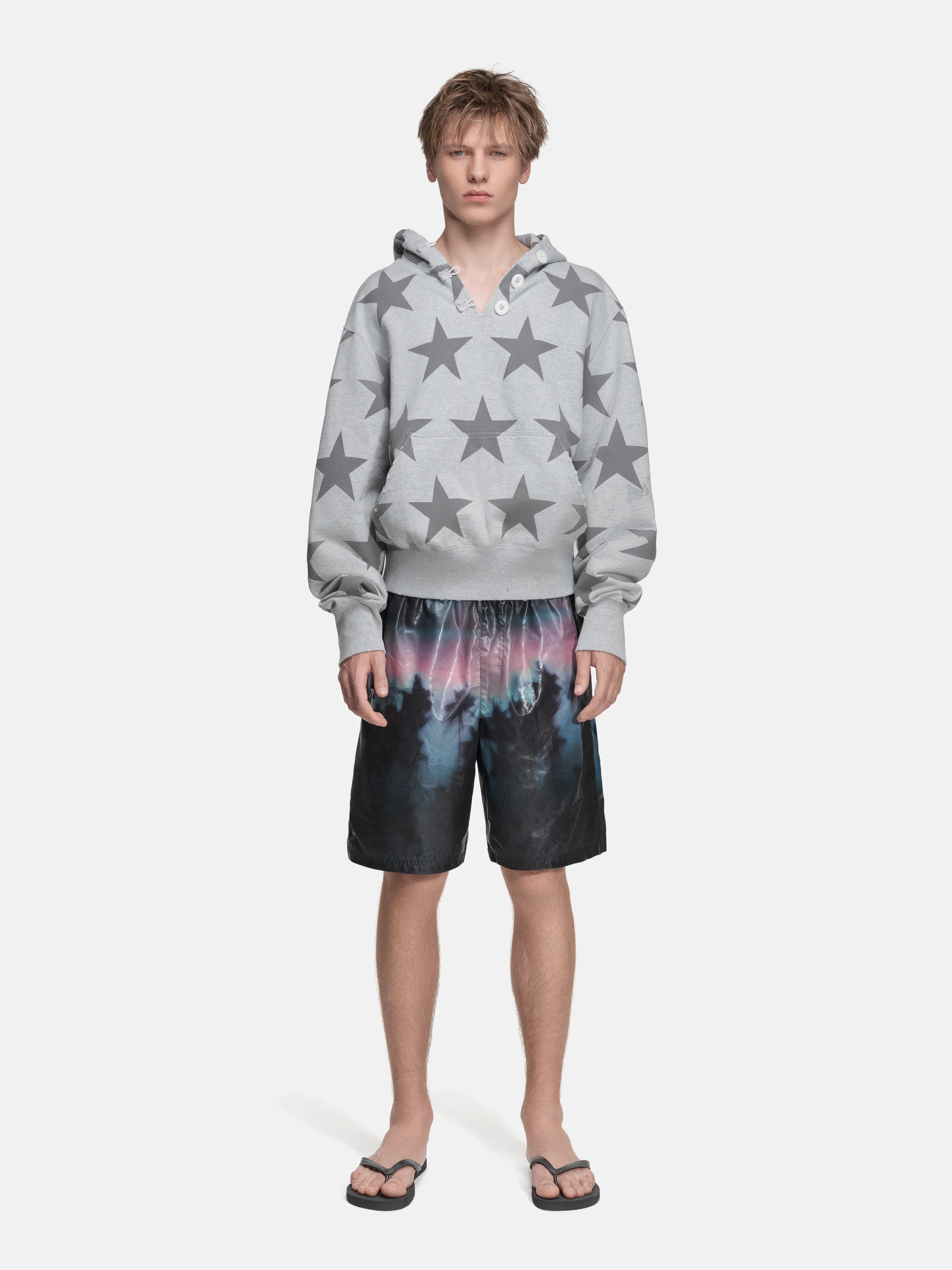 RIPPED COLLAR HOODIE - STARS - Image 3