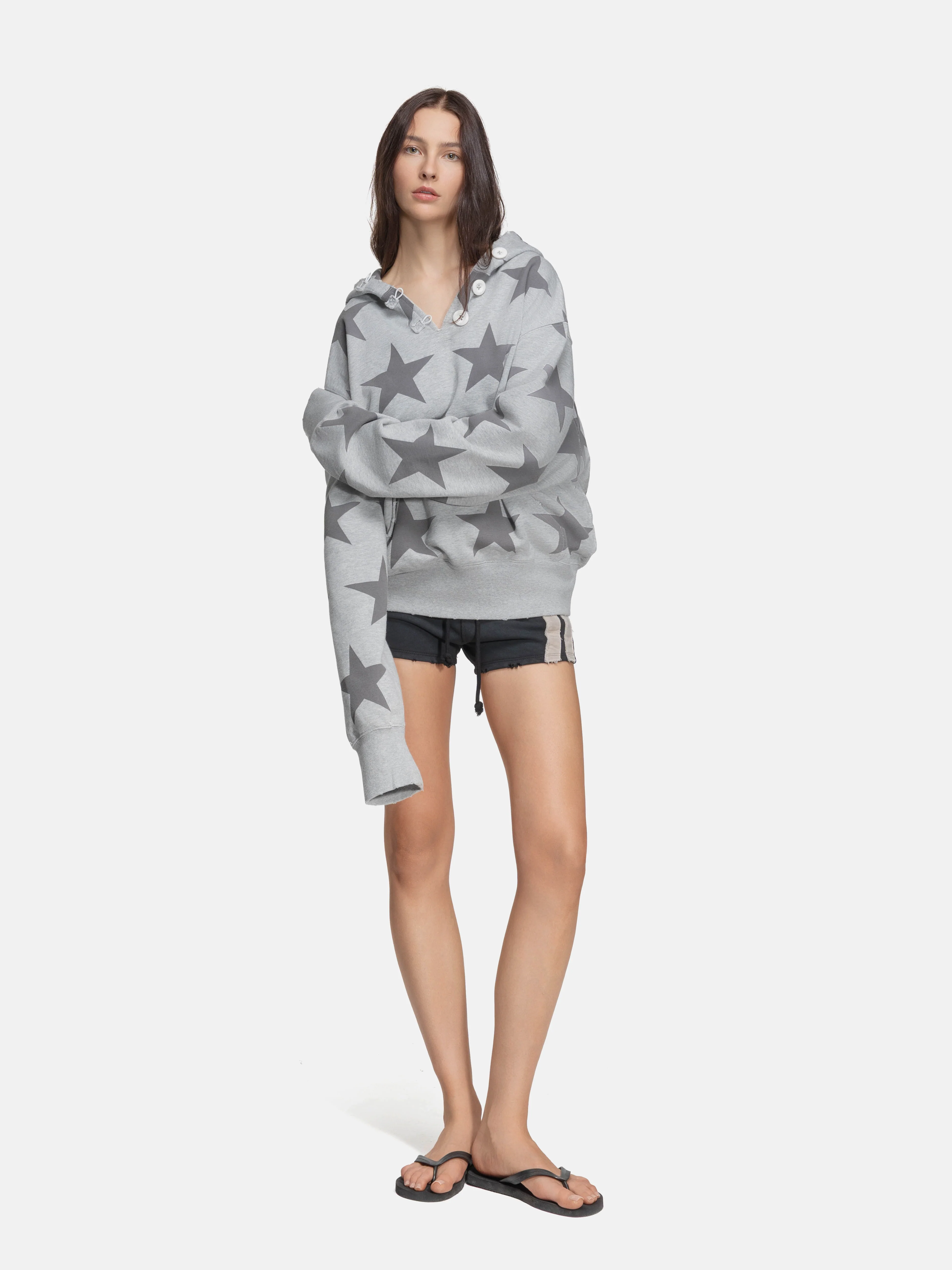 RIPPED COLLAR HOODIE - STARS - Image 5