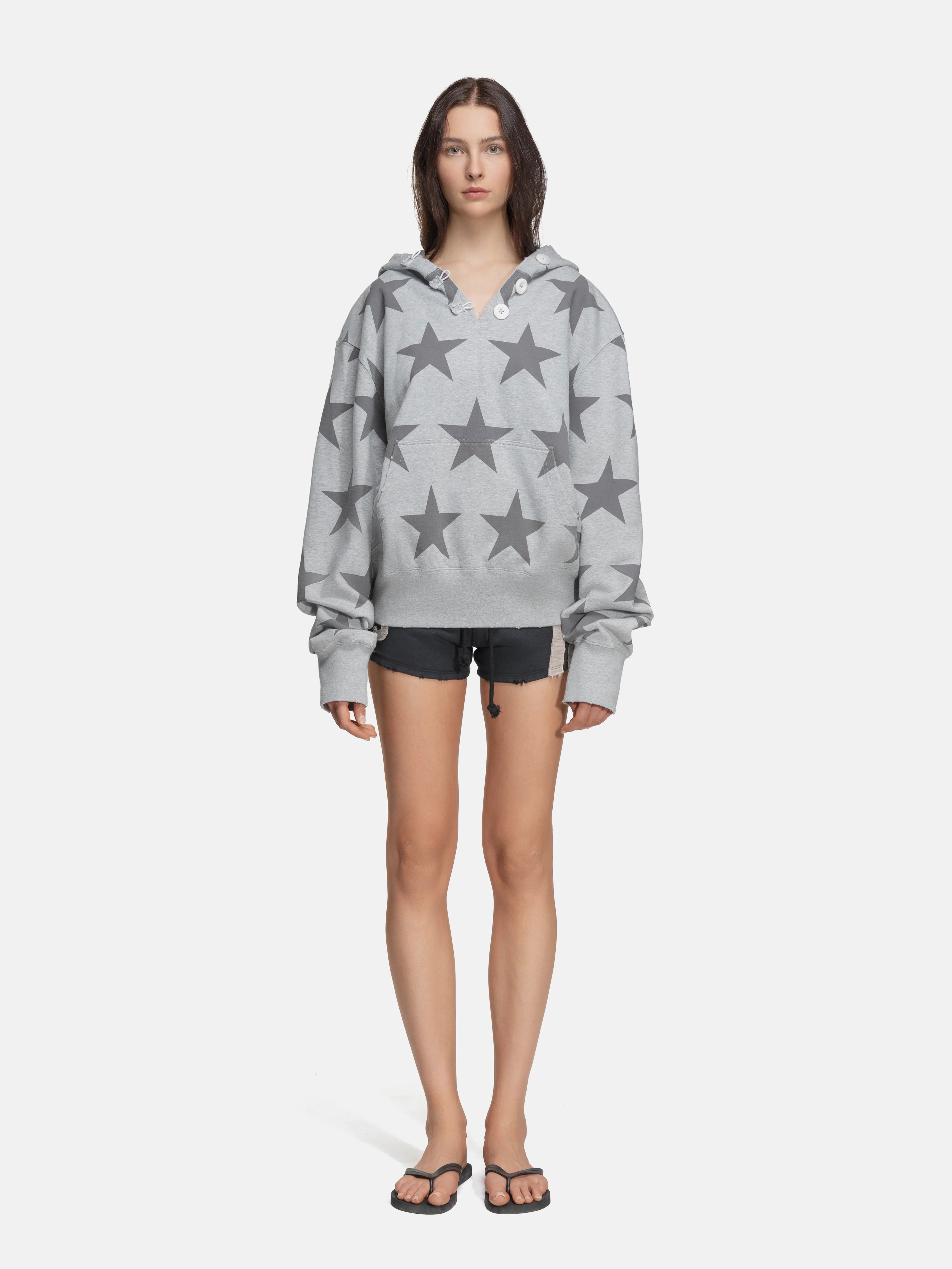 RIPPED COLLAR HOODIE - STARS - Image 6