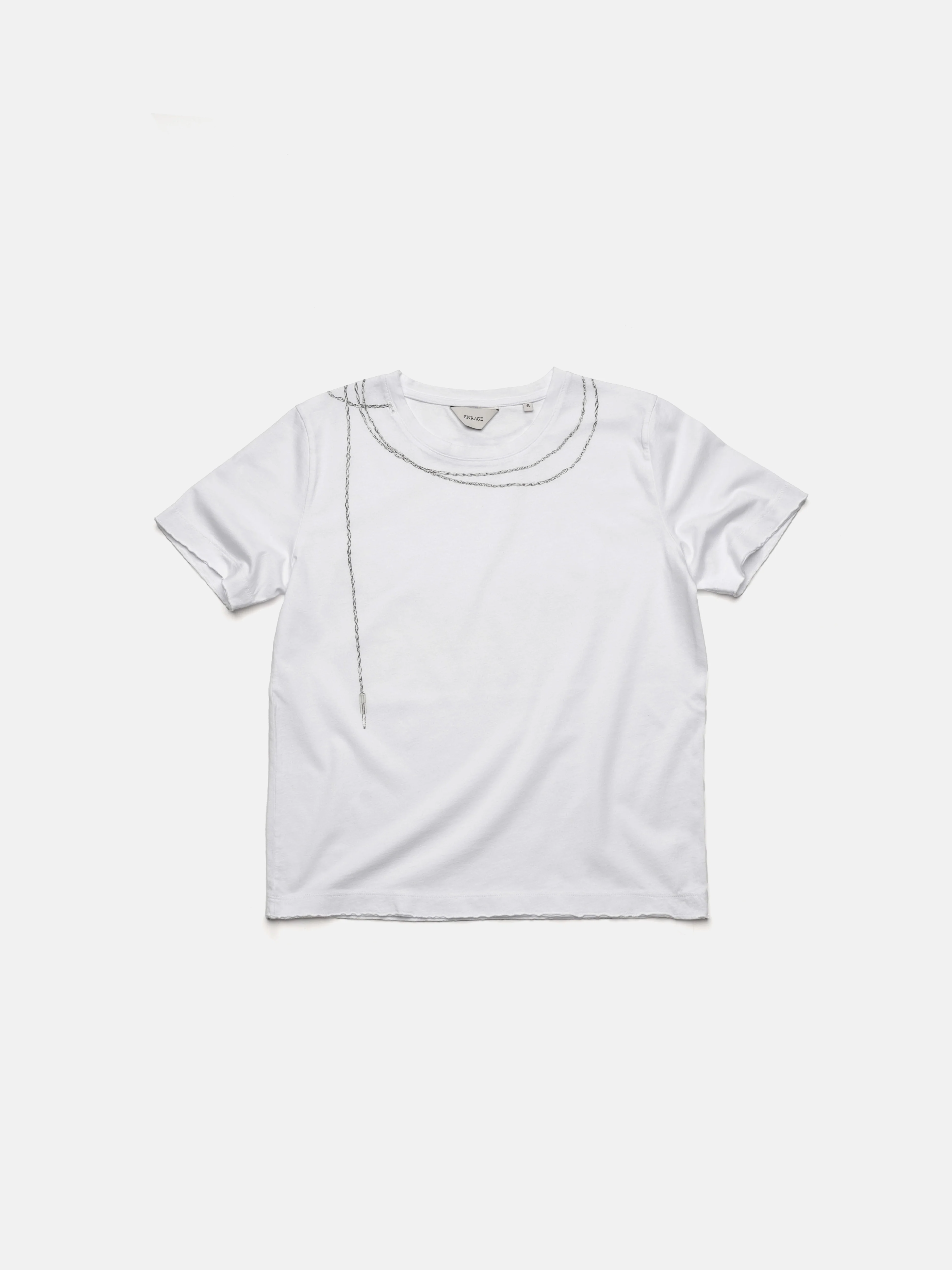 ROUND NECK TEE - WHITE WIRED
