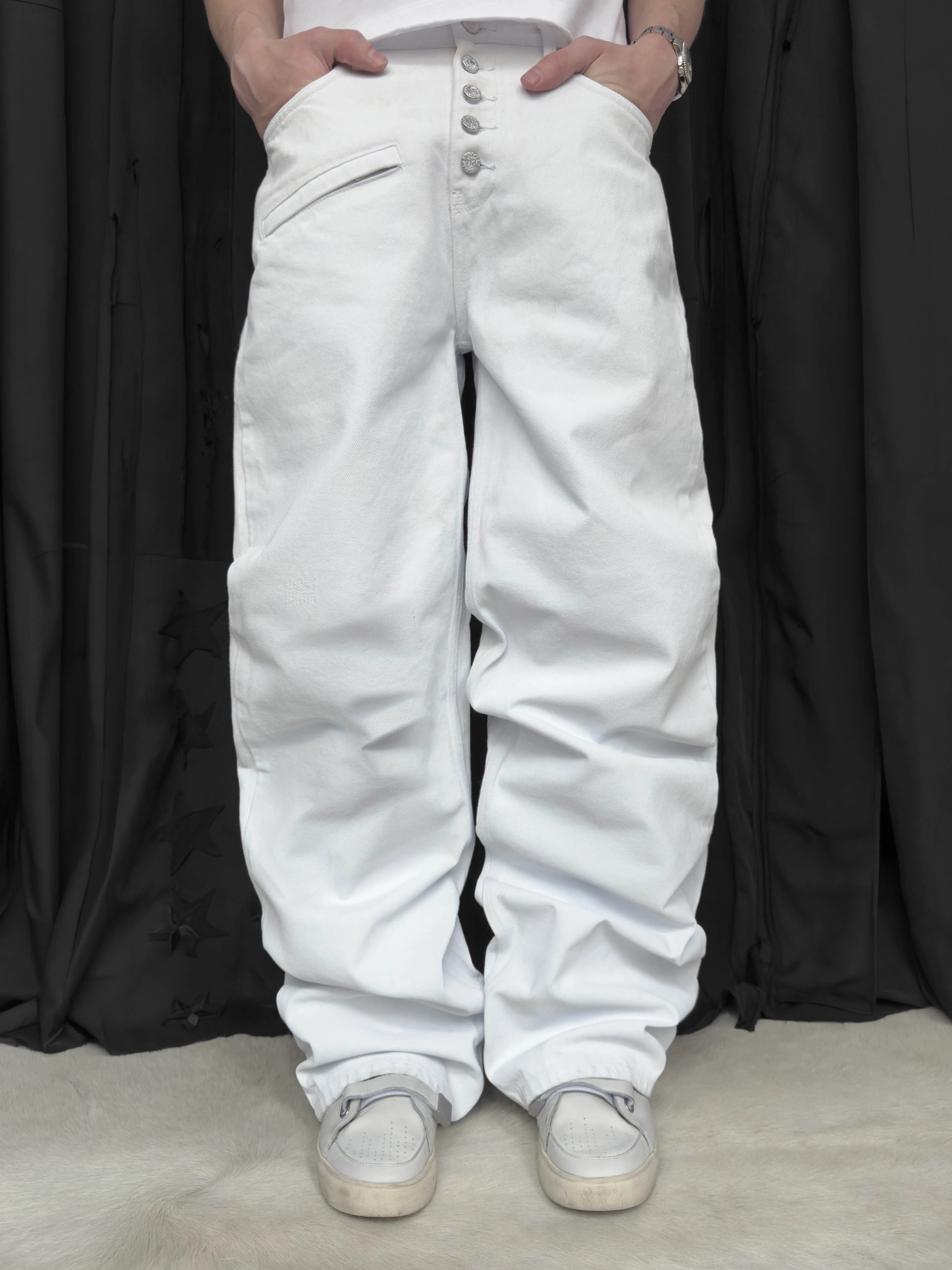 STRAIGHT JEANS - WHITE PAINT - Image 2