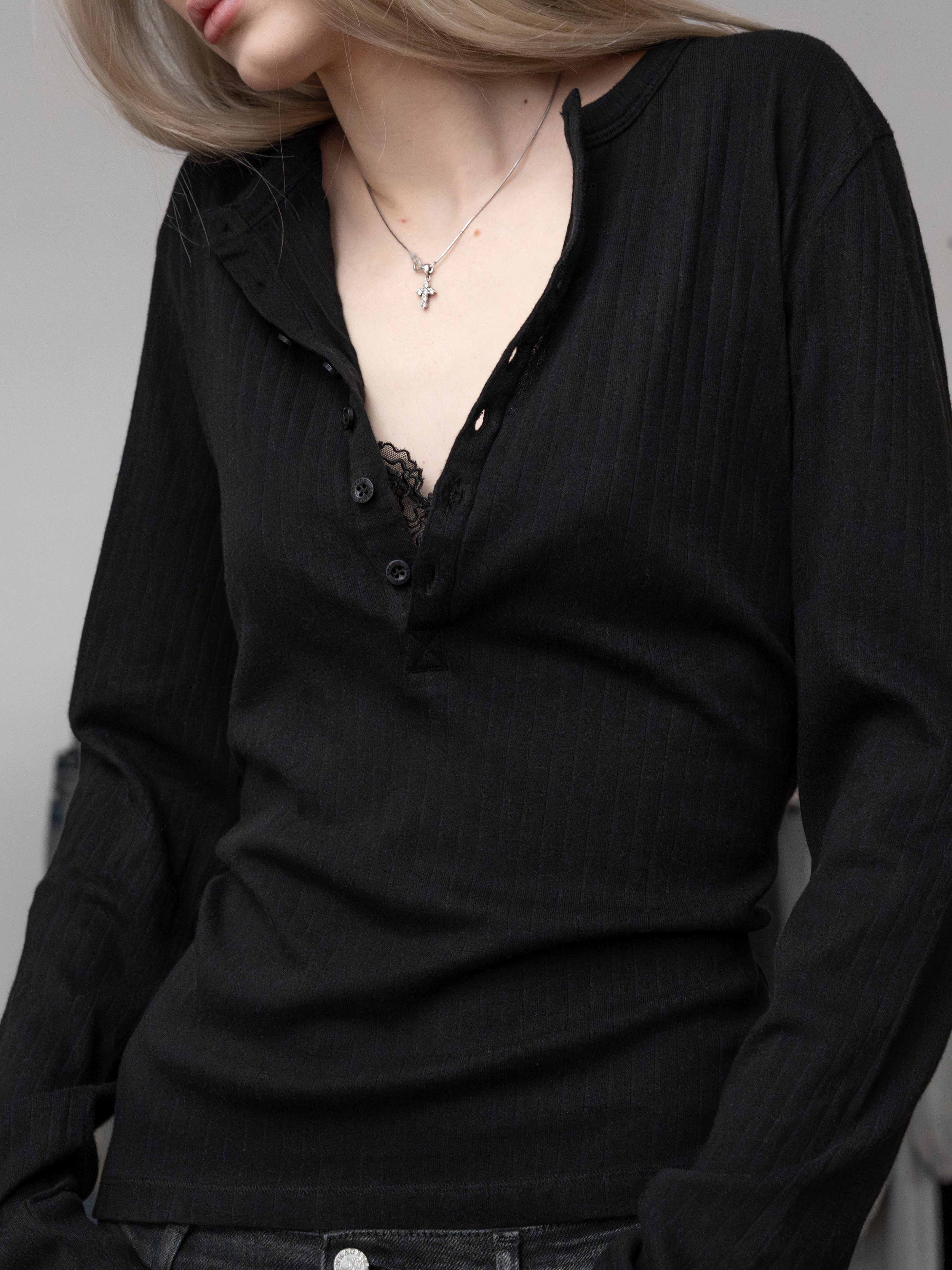 HENLEY LONGSLEEVE - BLACK - Image 4
