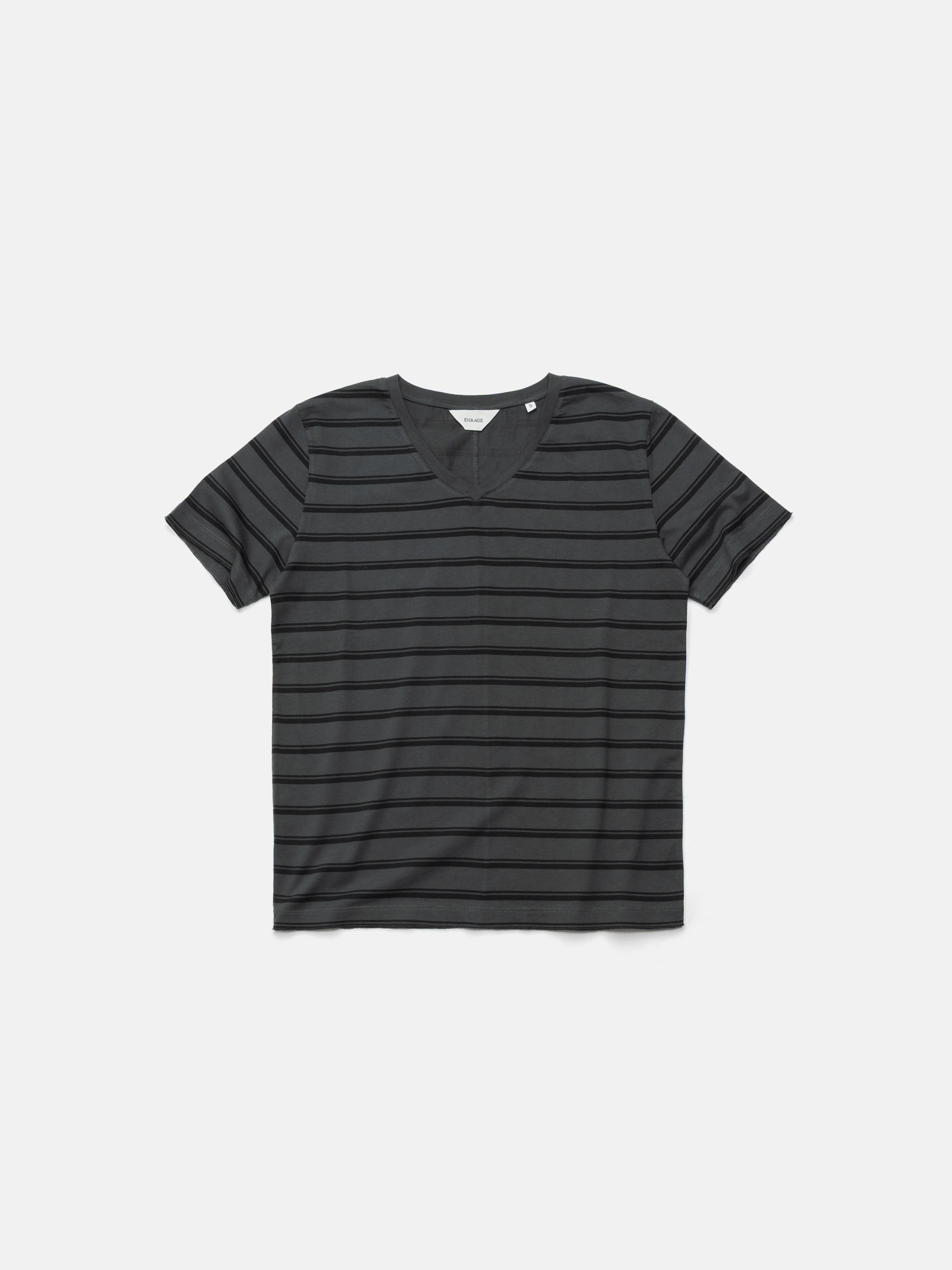 V-NECK TEE - BLACK STRIPED